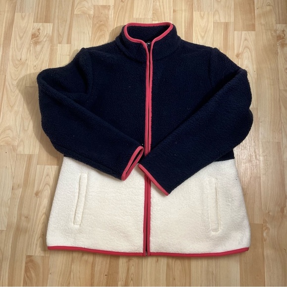 Tby Talbots cozy Sherpa jacket Color Block Womens Full Zip Throw Over Size MP - Picture 1 of 5